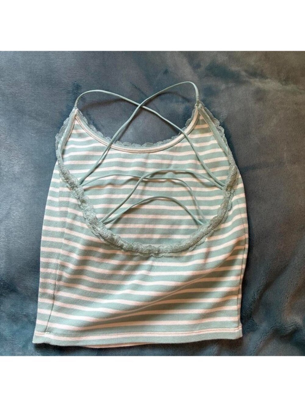 American Eagle Summer Teal Laced Top Size S